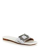 Stuart Weitzman Women's Shine Embellished Buckle Slide Sandals