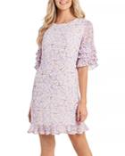 Cece Whispering Blossoms Tiered Ruffle Sleeve Dress