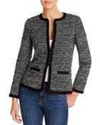 Paule Ka Leather-trim Tweed Jacket
