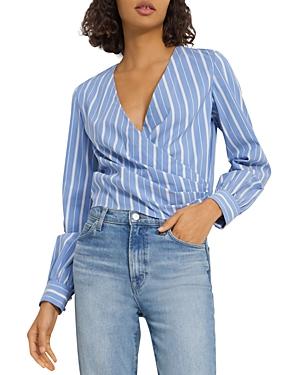 Theory Quincy Striped Faux Wrap Top