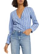 Theory Quincy Striped Faux Wrap Top