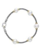 Lagos Sterling Silver & 18k Yellow Gold Luna Cultured Freshwater Pearl Station Bracelet