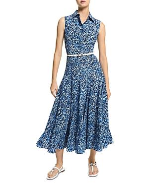 Michael Kors Collection Floral Silk Midi Shirt Dress