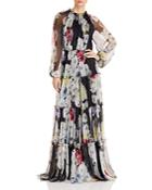Jason Wu Collection Ruched, Tiered Floral Silk Maxi Dress