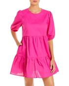 Aqua Ruffled Puff Sleeve Poplin Mini Dress - 100% Exclusive