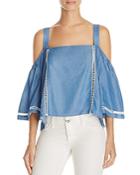 Lovers And Friends Riptide Chambray Cold Shoulder Top
