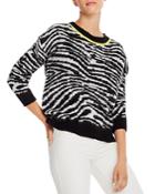 Aqua Zebra-jacquard Crewneck Sweater - 100% Exclusive