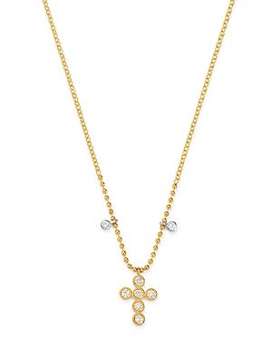 Meira T 14k Yellow & White Gold Diamond Cross Necklace, 18