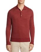 Canali Washed Burg Textured Wool Polo Sweater