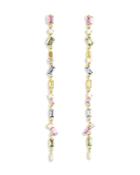 Suzanne Kalan 18k Yellow Gold Fireworks Rainbow Sapphire & Diamond Scattered Linear Drop Earrings
