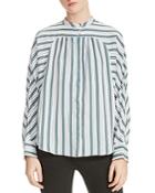 Maje Coquille Ruched Striped Shirt