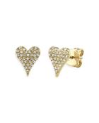 Moon & Meadow 14k Yellow Gold Diamond Pave Heart Stud Earrings - 100% Exclusive