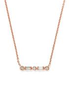 Dana Rebecca Designs 14k Rose Gold Sadie Pearl Baguette And Bezel Diamond Bar Necklace, 16