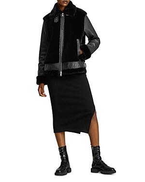 Allsaints Bexley Oversized Shearling & Leather Jacket