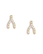 Aqua Pave Wishbone Stud Earrings - 100% Exclusive