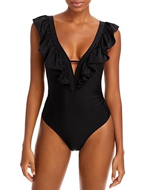 Ramy Brook Nicola Ruffled Deep V Swimsuit