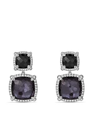 David Yurman Chatelaine Pave Bezel Double Drop Earrings With Black Orchid, Black Onyx And Diamonds