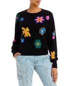 Aqua Retro Floral Intarsia Cashmere Sweater - 100% Exclusive