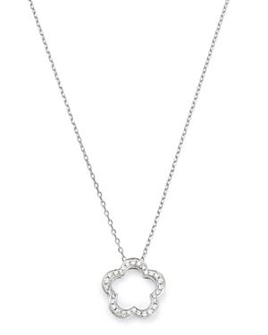 Bloomingdale's Diamond Minimilastic Flower Pendant Necklace In 14k White Gold, 0.15 Ct. T.w. - 100% Exclusive