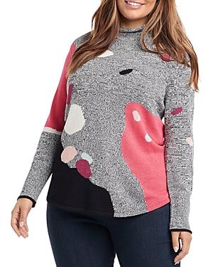 Nic + Zoe Plus Abstract Intarsia Sweater