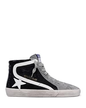 Golden Goose Women's Slide Denim & Suede High Top Sneakers