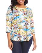 Karen Kane Plus Printed Shirttail Top