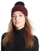 Helene Berman Knit Hat With Veil & Fox-fur Pom-pom