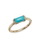 Bloomingdale's Turquoise & Diamond Accent Stacking Ring In 14k Yellow Gold - 100% Exclusive