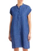 Eileen Fisher Mandarin Collar Organic Linen Dress
