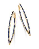 Bloomingdale's Blue Sapphire & Diamond Inside-out Hoop Earrings In 14k Yellow Gold - 100% Exclusive