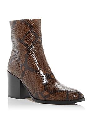 Aeyde Women's Leandra Snake Embossed Block Heel Booties
