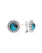 Lagos Sterling Silver Maya Escape Chrysocolla Doublet Round Omega Clip Earrings