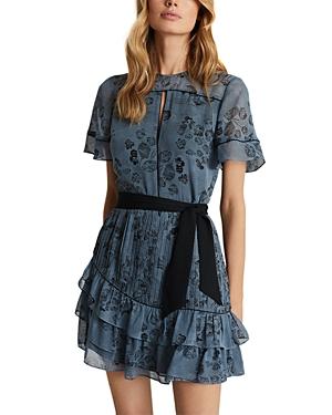 Reiss Dani Floral Print Ruffled Dress