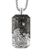David Yurman Sterling Silver Waves Tag Pendant With Forged Carbon