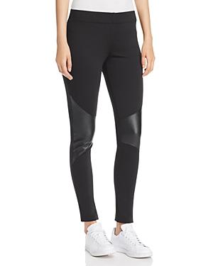 Marled Faux Leather Patch Leggings