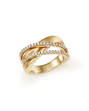 Diamond Crossover Band In 14k Yellow Gold, .35 Ct. T.w.