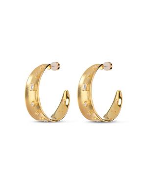 Luv Aj Crystal Statement Hoop Earrings In Gold Tone