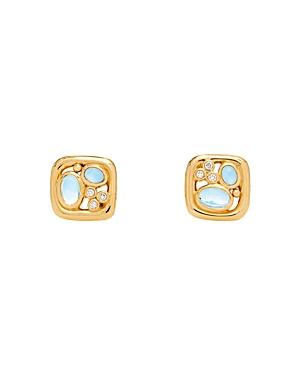 Temple St. Clair 18k Yellow Gold River Isola Stud Earrings With Diamonds & Multi Gemstones