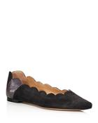 Chloe Women's Lauren Scalloped Suede & Leather Pointed-toe Flats