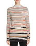 Nic And Zoe Striped Mock Neck Top