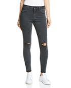 Hidden High Waist Skinny Jeans In Faded Black Distressed
