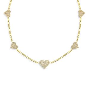 Adina Jewels Figaro Chain And Pave Heart Choker Necklace, 12