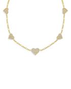 Adina Jewels Figaro Chain And Pave Heart Choker Necklace, 12