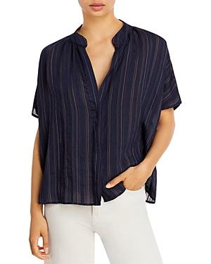 Vince Striped Drapey Short Sleeve Top
