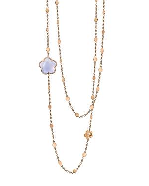 Pasquale Bruni 18k Rose Gold Bon Ton Floral Blue Chalcedony & Diamond Necklace, 40