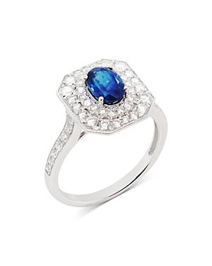 Bloomingdale's Sapphire & Diamond Halo Ring In 14k White Gold - 100% Exclusive