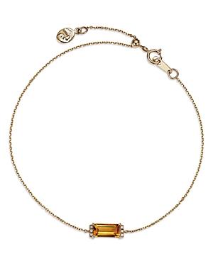 Bloomingdale's Citrine & Diamond Accent Chain Bracelet In 14k Yellow Gold - 100% Exclusive