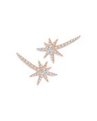 Graziela Gems 18k Rose Gold Diamond Shooting Starburst Stud Earrings