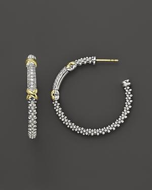 Lagos 18k Gold And Sterling Silver Diamond Hoop Earrings