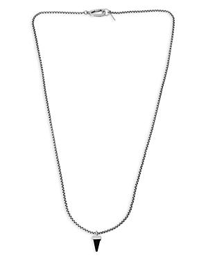 Allsaints Sterling Silver Onyx Pendant Necklace, 22